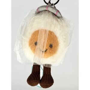 Jellycat Amuseable Bride Egg Bag Charm White Plush Keychain Silver Tiara Veil